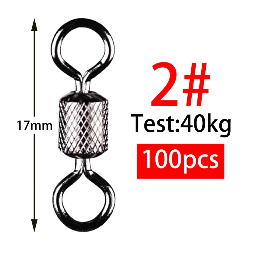 Sada 100 ks kuličkových obratlíků s bezpečnostní karabinkou (Ball Bearing Swivels)