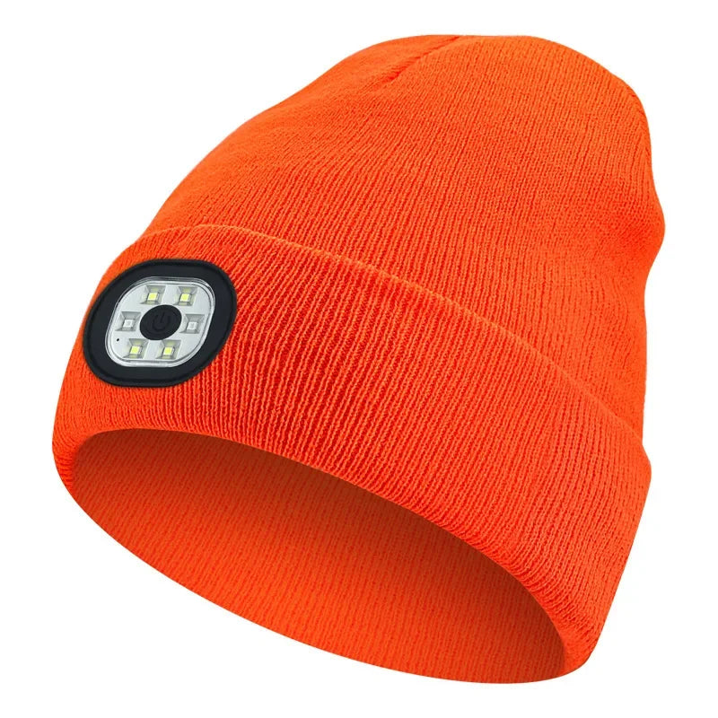 Zimní čepice s LED svítilnou (USB dobíjecí)