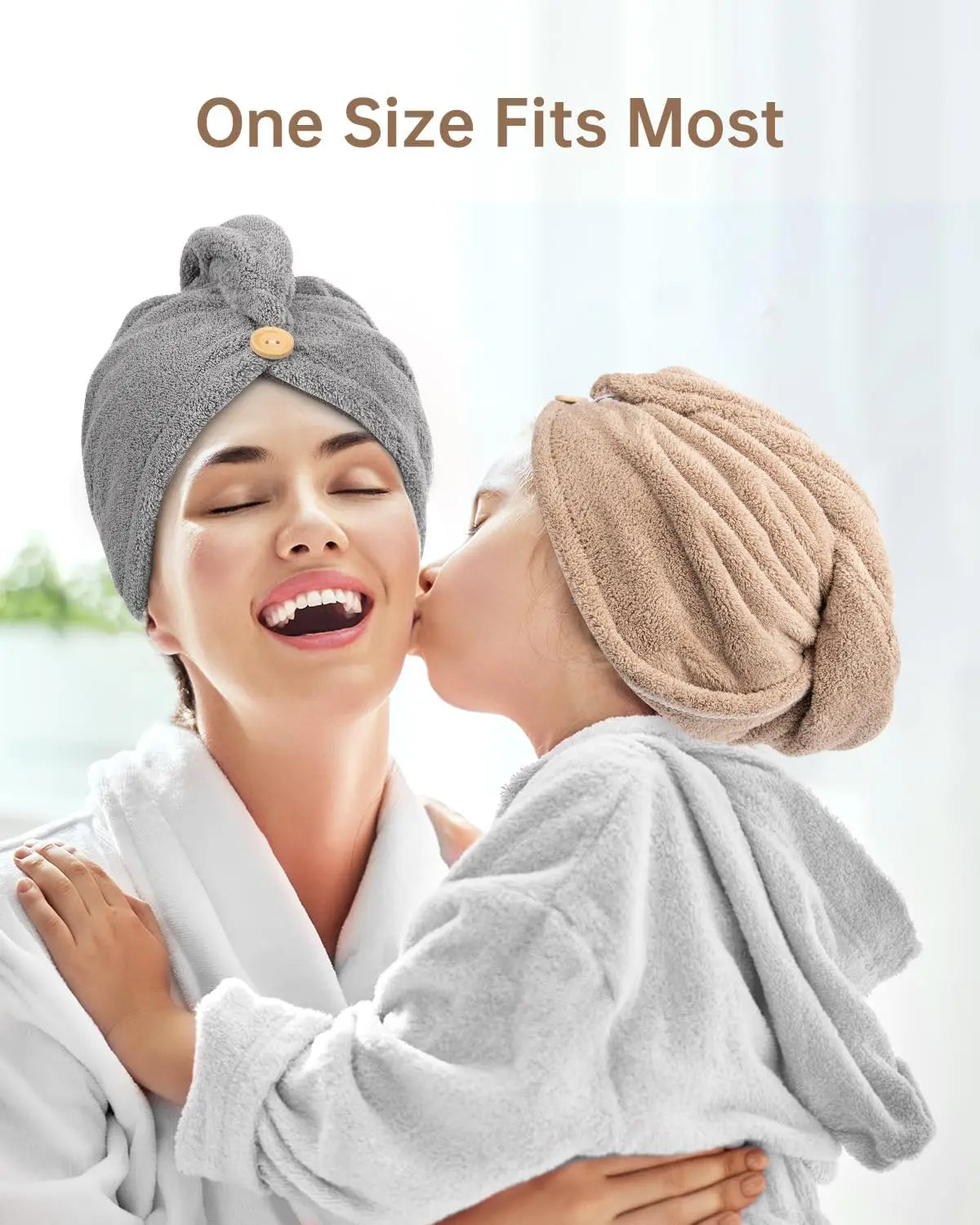 Rychleschnoucí turban na vlasy z mikrovlákna s knoflíkem (Hair Towel Wrap)