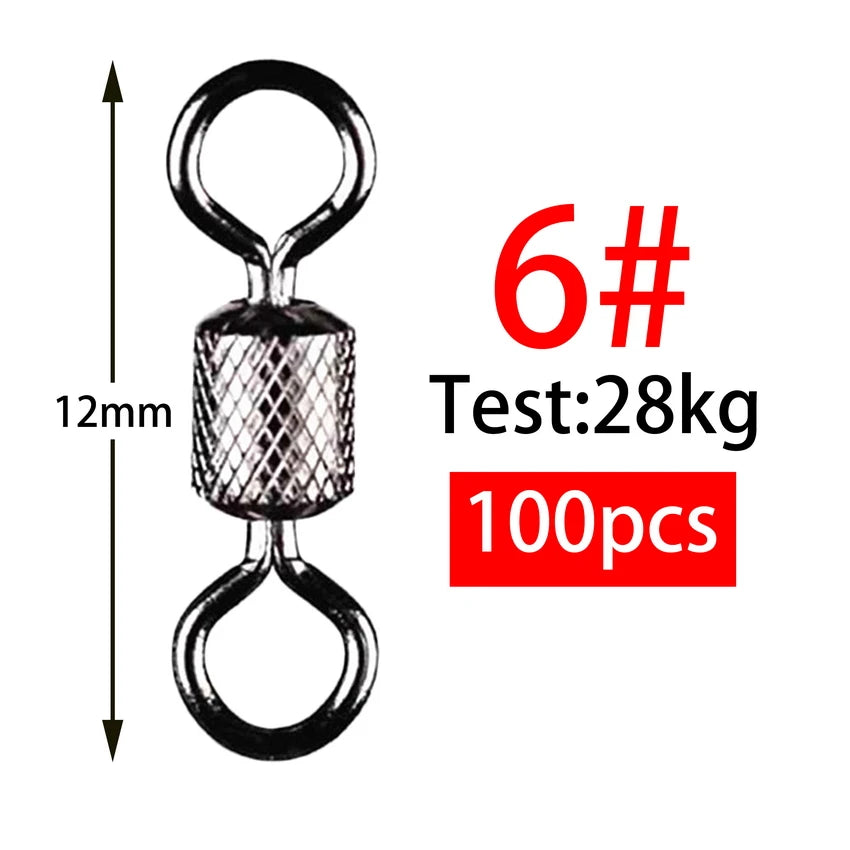 Sada 100 ks kuličkových obratlíků s bezpečnostní karabinkou (Ball Bearing Swivels)