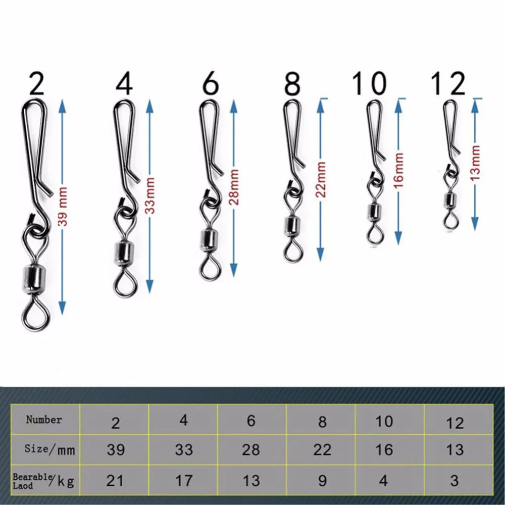Sada 50 ks obratlíků s karabinkou (Rolling Swivel with Hanging Snap)