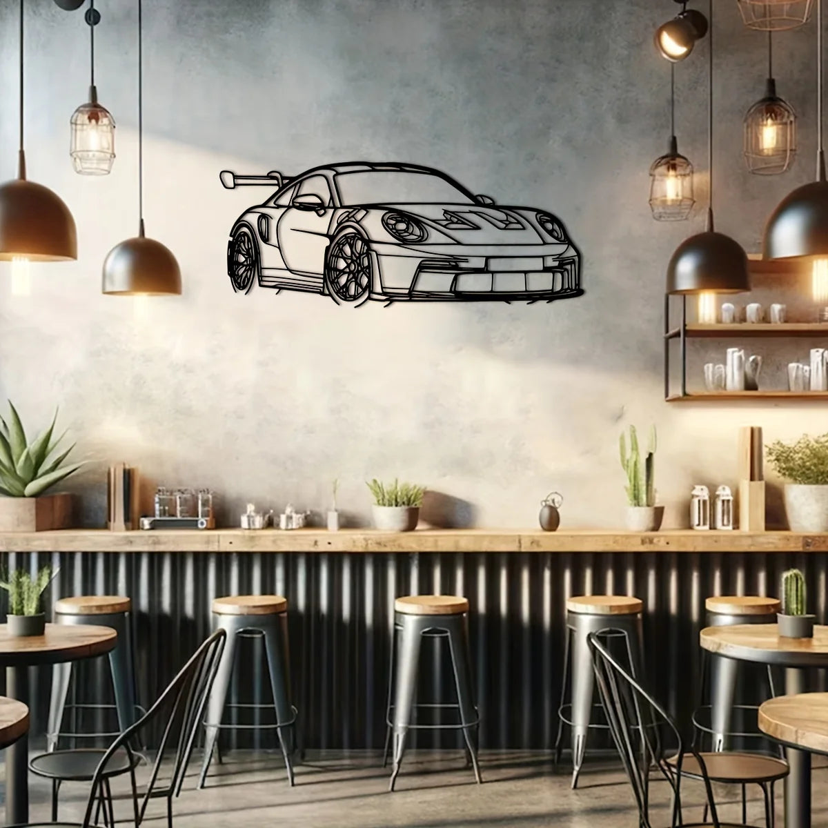Kovová nástěnná dekorace – Porsche