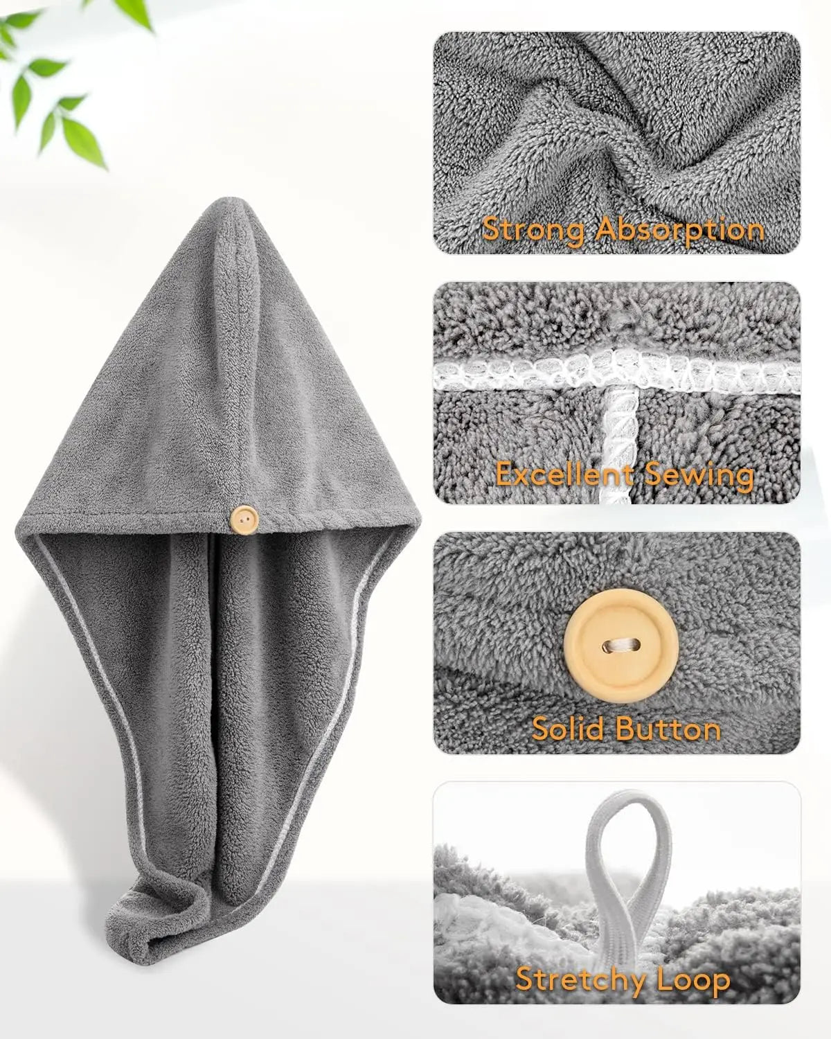 Rychleschnoucí turban na vlasy z mikrovlákna s knoflíkem (Hair Towel Wrap)
