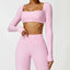 Dámský sexy Crop Top s dlouhým rukávem a čtvercovým výstřihem