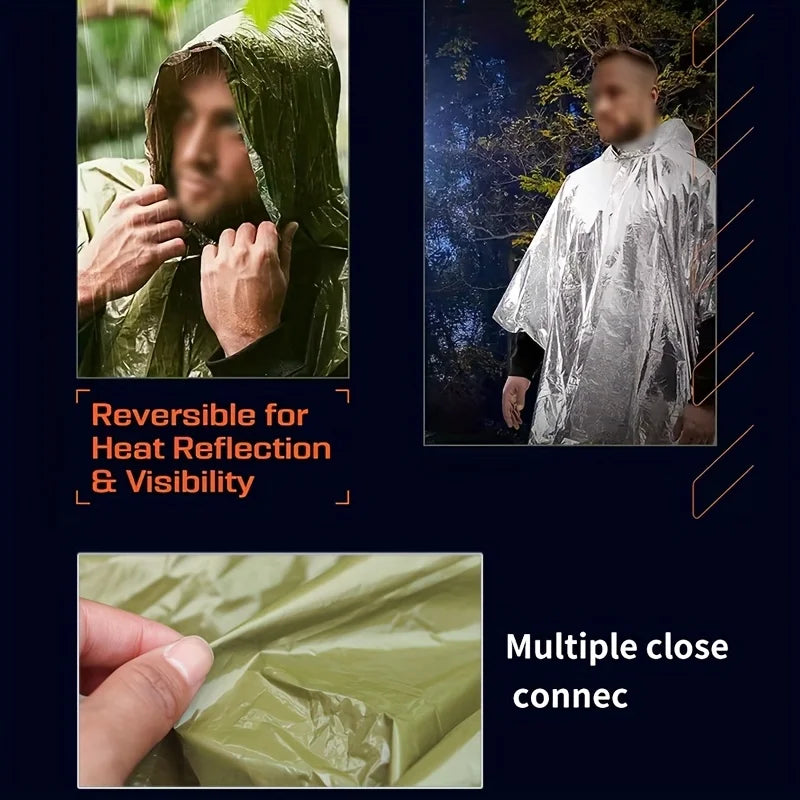 Nouzové termoregulační pončo a deka v jednom (2 v 1)