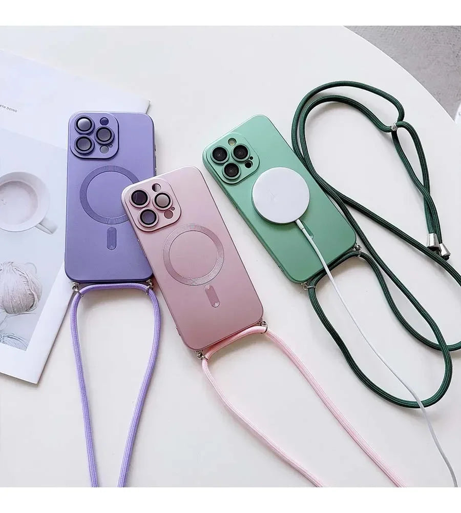 Silikonové MagSafe pouzdro se šňůrkou na krk (Crossbody)