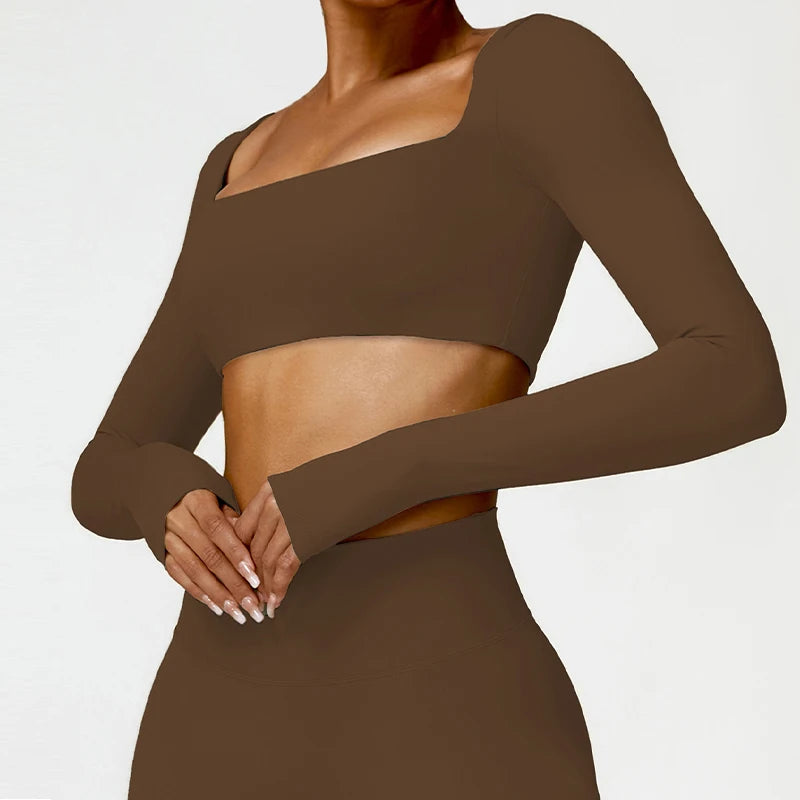 Dámský sportovní Crop Top Hearuisavy s dlouhým rukávem
