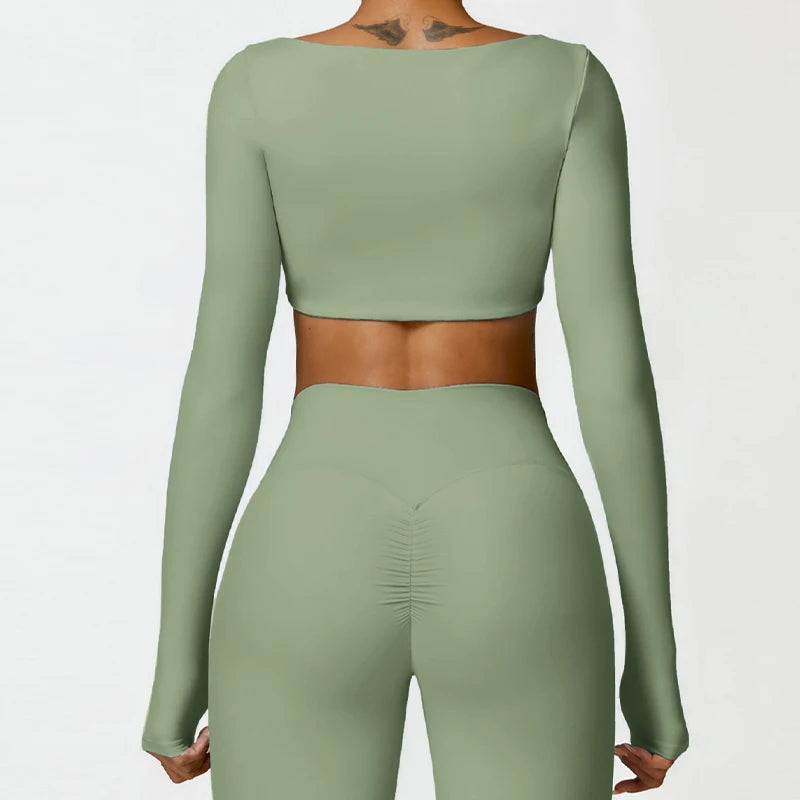 Dámský sportovní Crop Top Hearuisavy s dlouhým rukávem
