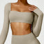 Dámský sexy Crop Top s dlouhým rukávem a čtvercovým výstřihem