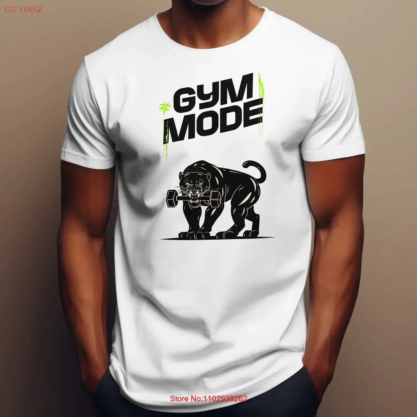Tričko „Gym Mode Panther“ – fitness top na cvičení a posilování, vintage opraný vzhled, pružný a všestranný střih pro každodenní nošení, měkký materiál s grafikou.