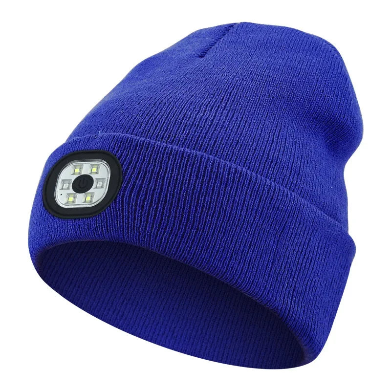 Zimní čepice s LED svítilnou (USB dobíjecí)