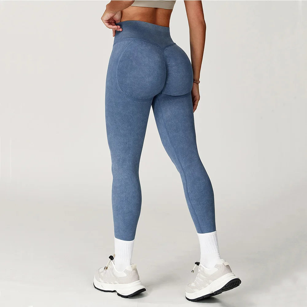 Dámské jógové kalhoty Impact Leggings – bezešvé sportovní legíny na jógu s vysokým pasem, vroubkované fitness oblečení do posilovny, stahovací legíny se „scrunch bum“ efektem.