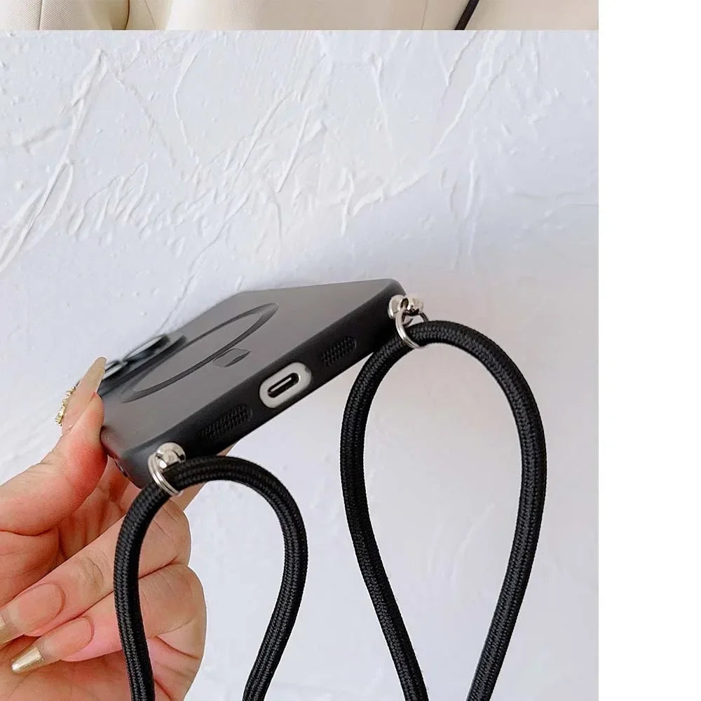 Silikonové MagSafe pouzdro se šňůrkou na krk (Crossbody)