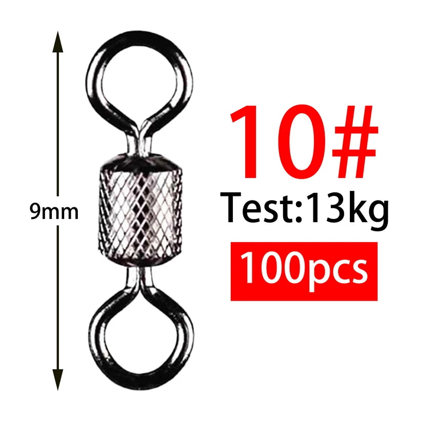 Sada 100 ks kuličkových obratlíků s bezpečnostní karabinkou (Ball Bearing Swivels)