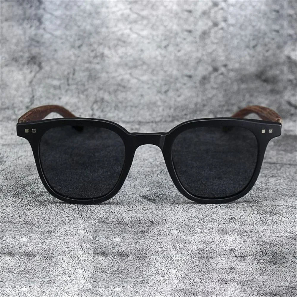 Retro polygonální oversized brýle (Dřevěný dekor)