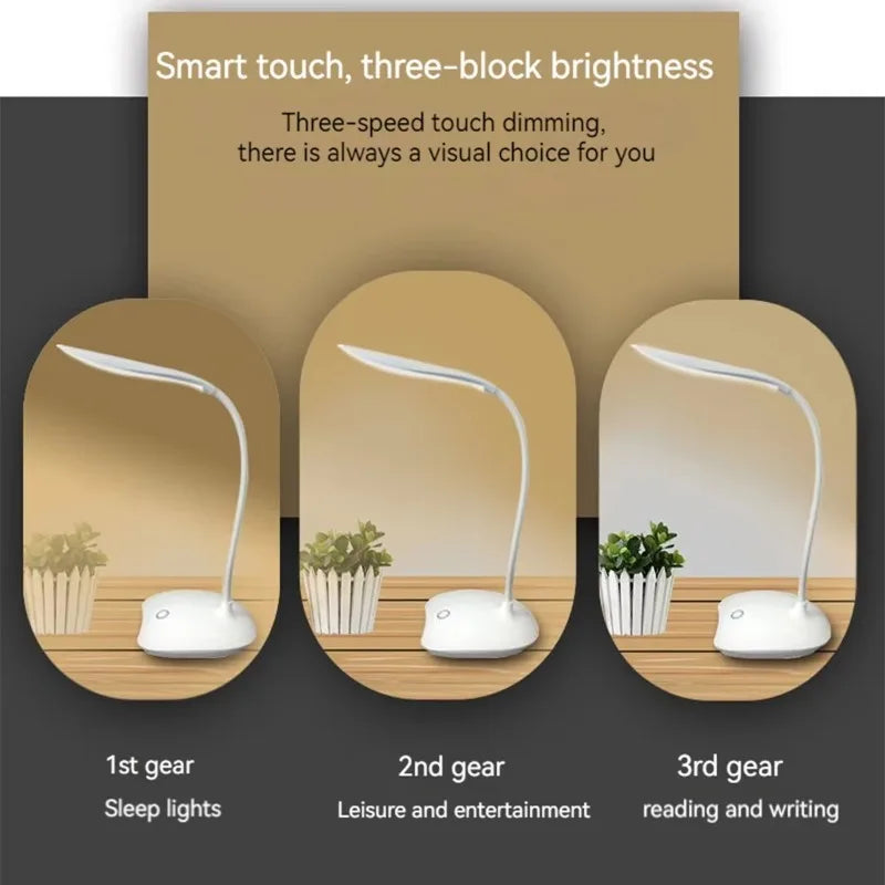 Přenosná dotyková stolní lampa s plynulým stmíváním