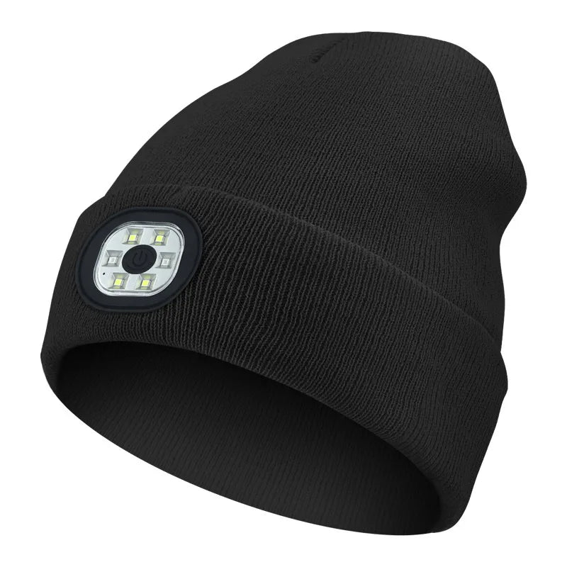 Zimní čepice s LED svítilnou (USB dobíjecí)