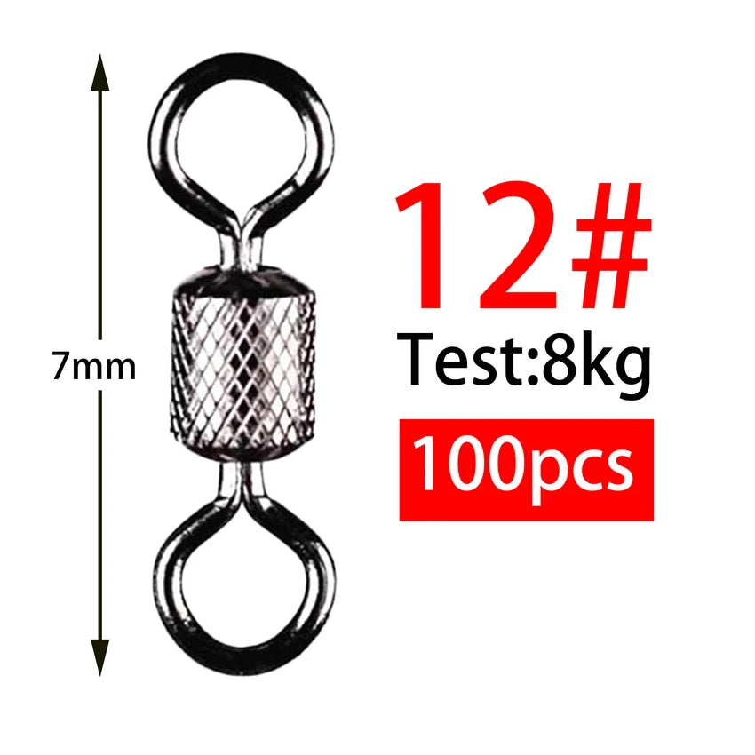 Sada 100 ks kuličkových obratlíků s bezpečnostní karabinkou (Ball Bearing Swivels)
