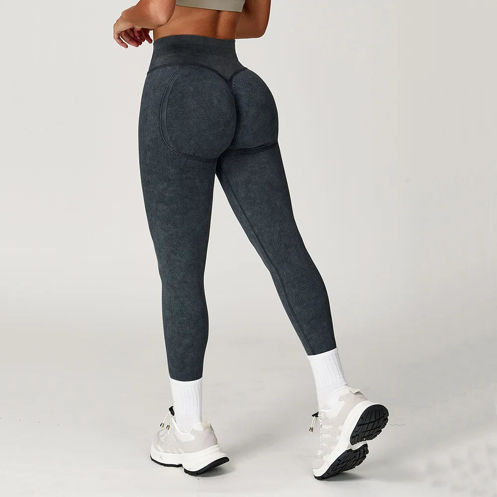 Dámské jógové kalhoty Impact Leggings – bezešvé sportovní legíny na jógu s vysokým pasem, vroubkované fitness oblečení do posilovny, stahovací legíny se „scrunch bum“ efektem.