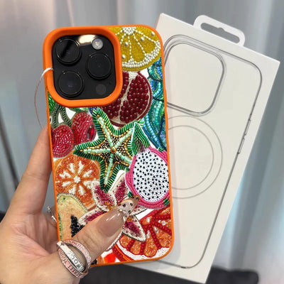 Retro silikonové pouzdro s ovocným vzorem pro iPhone