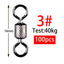 Sada 100 ks kuličkových obratlíků s bezpečnostní karabinkou (Ball Bearing Swivels)