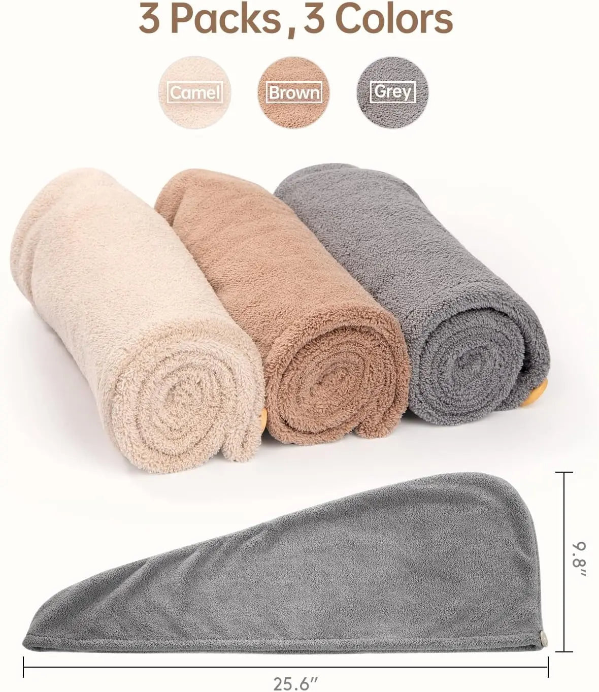 Rychleschnoucí turban na vlasy z mikrovlákna s knoflíkem (Hair Towel Wrap)