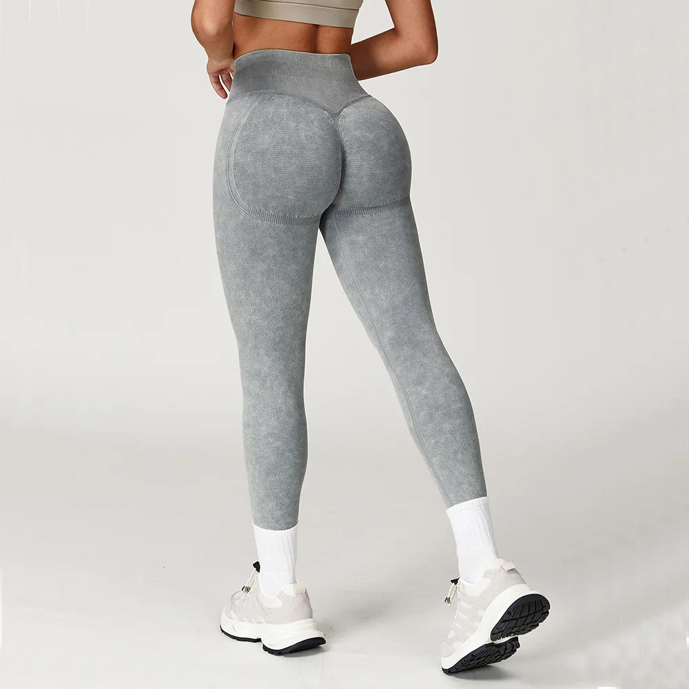 Dámské jógové kalhoty Impact Leggings – bezešvé sportovní legíny na jógu s vysokým pasem, vroubkované fitness oblečení do posilovny, stahovací legíny se „scrunch bum“ efektem.