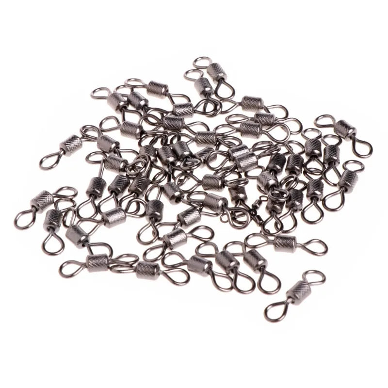 Sada 100 ks kuličkových obratlíků s bezpečnostní karabinkou (Ball Bearing Swivels)